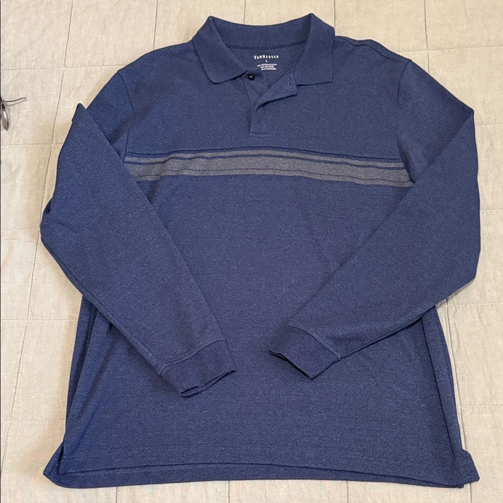 Men's Van Heusen Navy Blue Long Sleeve Polo Shirt